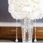 white wedding flower centerpiece